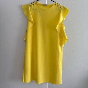 Zara Collection Yellow Ruffle Sleeve Dress